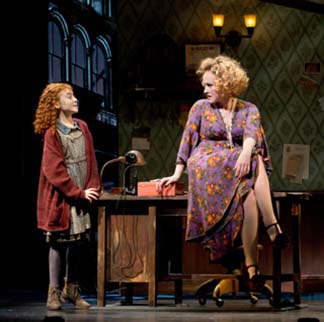 ‘Annie,’ Lilla Crawford as Annie, Katie Finneran as Miss Hannigan, photo Joan Marcus