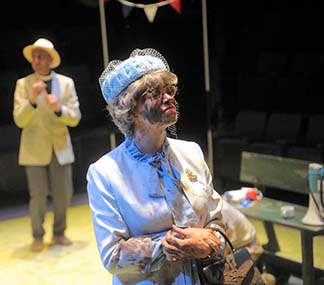 Richard Stacey as Vicar, Elizabeth Boag as Mrs Pearce, front, photo Tony Bartholomew