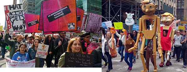 marchers and puppets