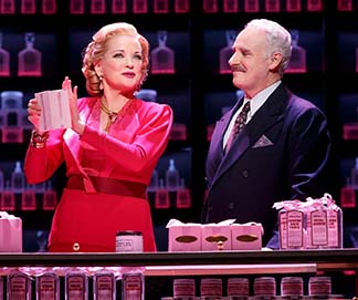 Chrstine Ebersole as Elizabeth Arden, John Dossett as Tommy Lewis, photo Joan Marcus