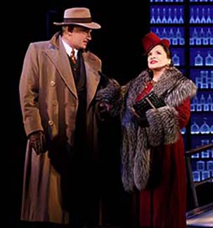 Douglas Sills as Harry Fleming, Patti LuPone as Helena Rubenstein, photo Joan Marcus