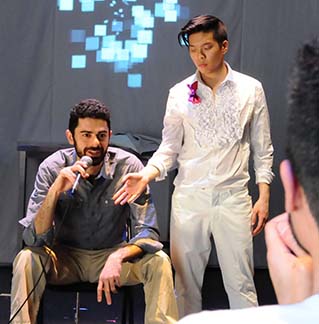 Aryo Khakpour as Hesam; Milton Lim as The Host. Photo Robert Dewey