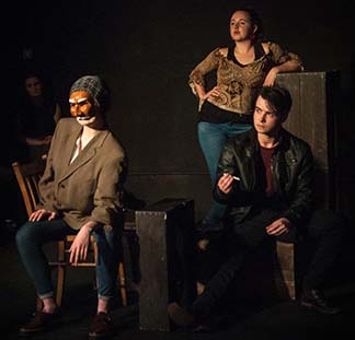 Partners – Hannah Morrison as Shui Ta, the invented alter ego of Shen Te, Shen Te and George Hayter as Shu Fu – barber who wants to marry her, or her Brother, photo Caitlin Taylor