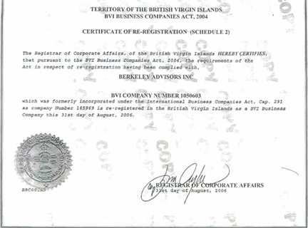 Berkeley Advisors certificate from Mossack Fonseca_001