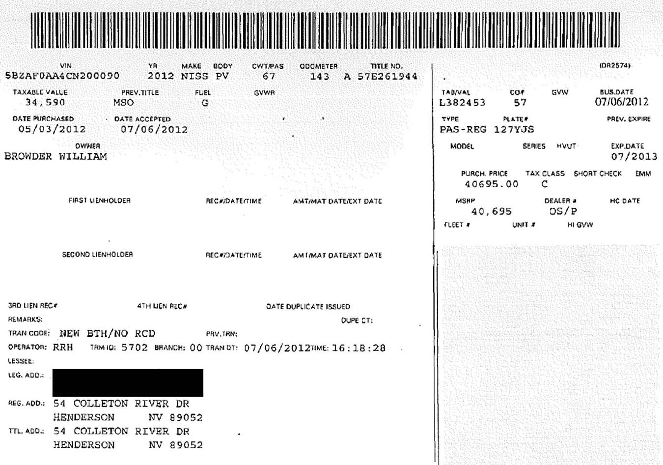 auto registration