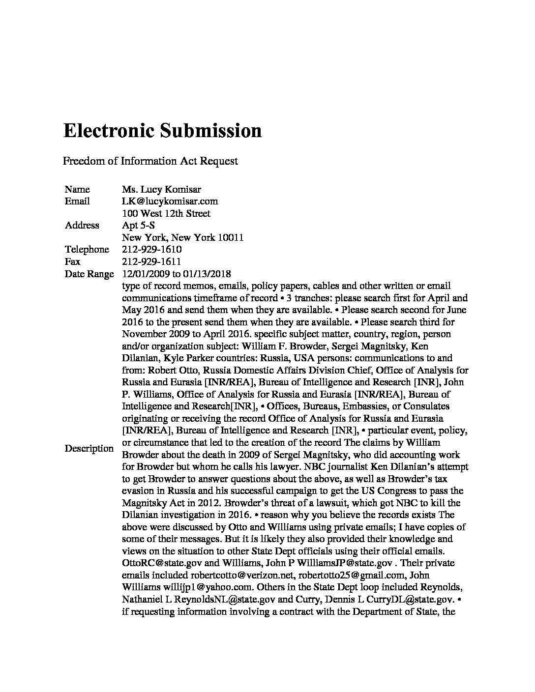 Electronic FOIA Submission