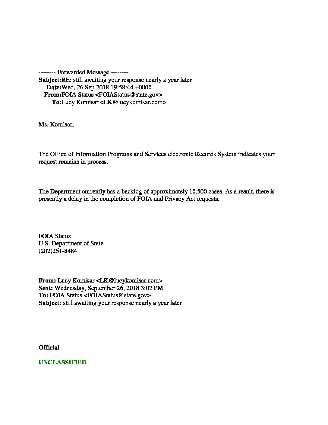 FOIA request on queue