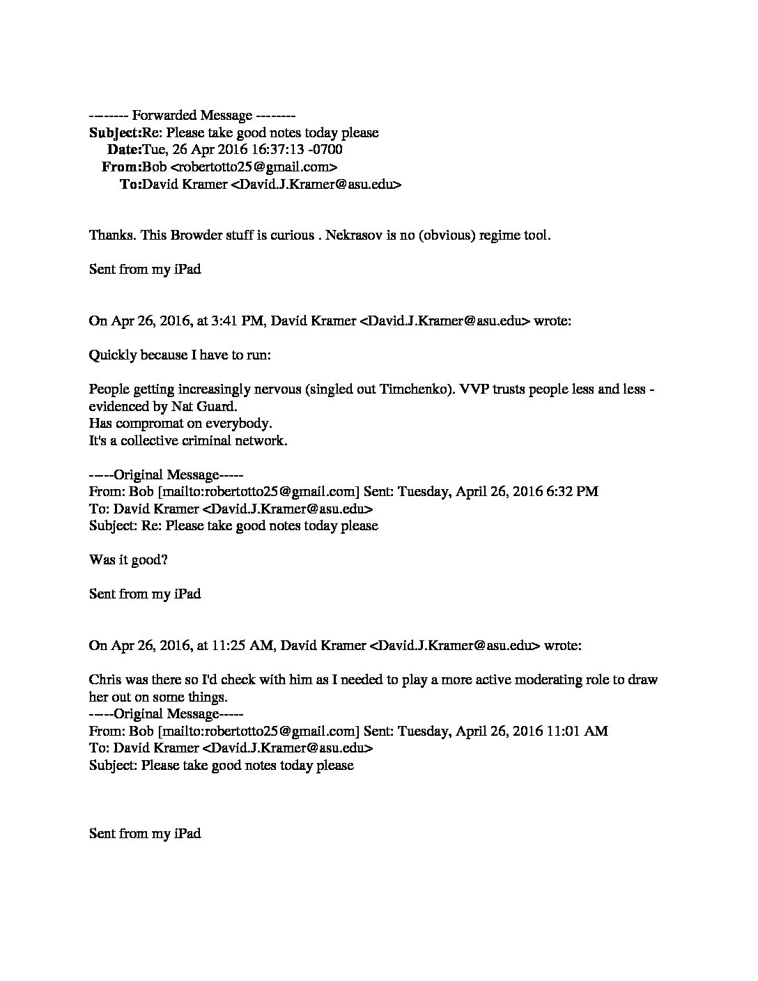 Otto email -to Kramer