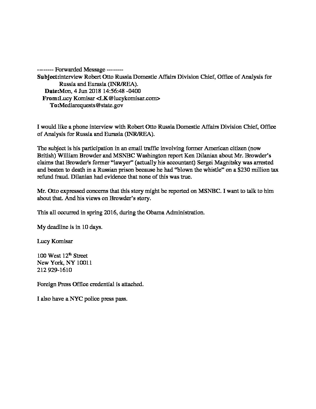 request for Otto interview