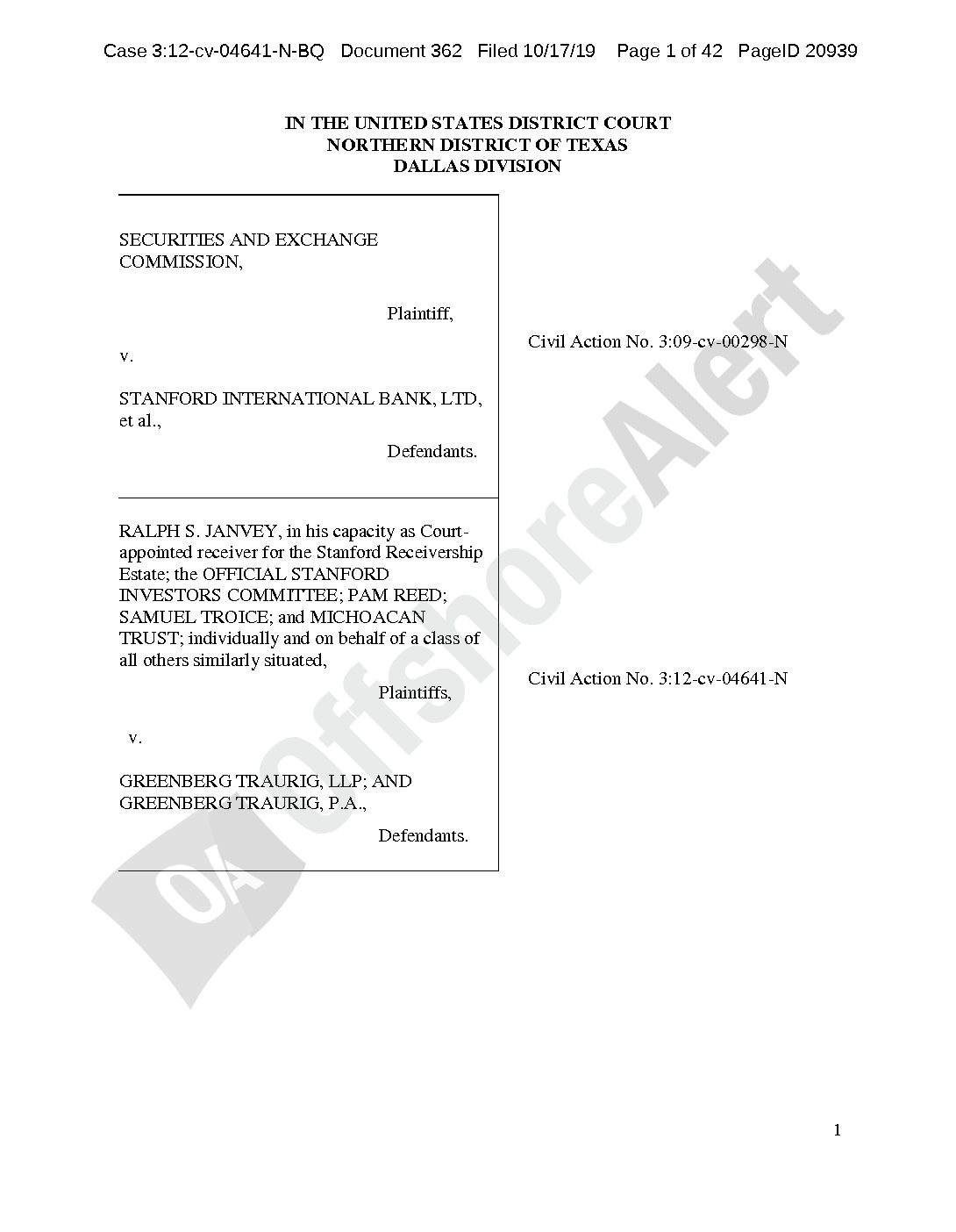 SEC motion to approve settlement marked