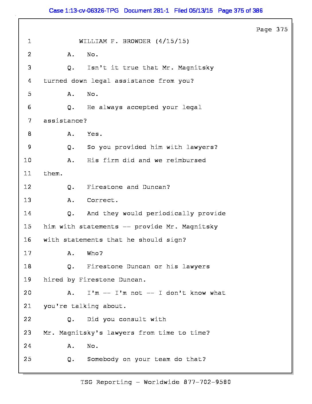Browder doesn’t consult with Magnitsky lawyers