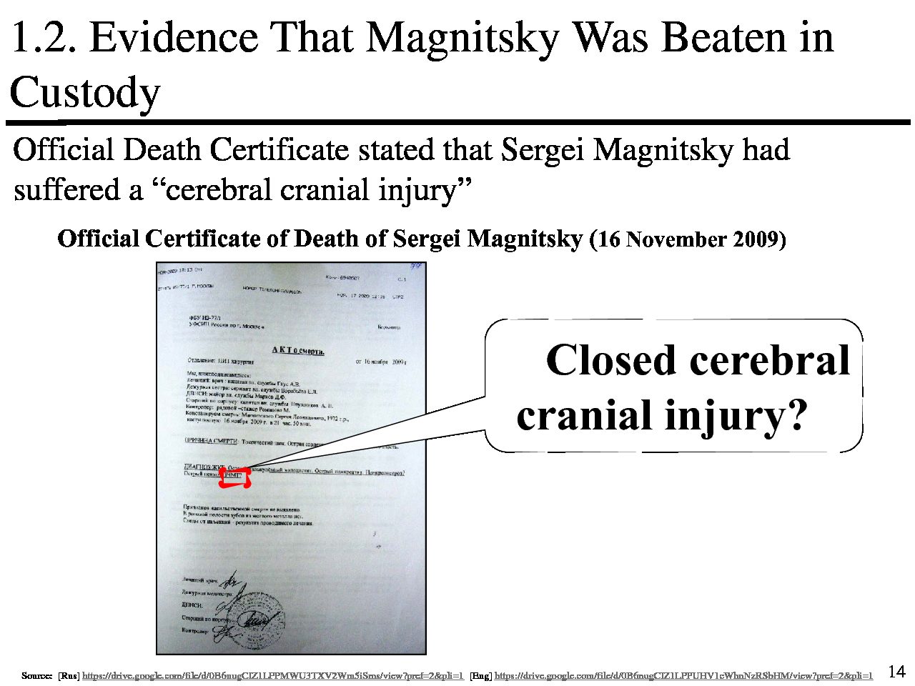 Browder site on cranial injury