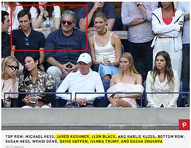 Leon Black and Jared Kushner at tennis match