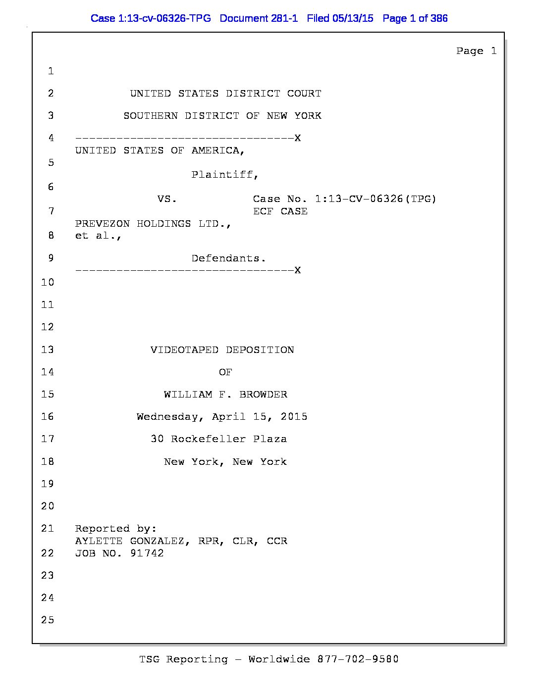 Browder Deposition 2015