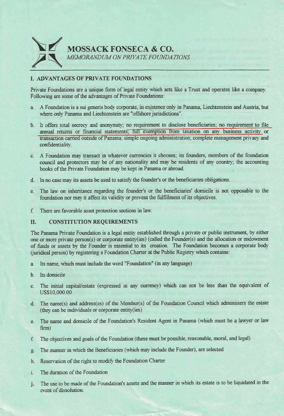 Mossack Fonseca flyer Moscow 2000