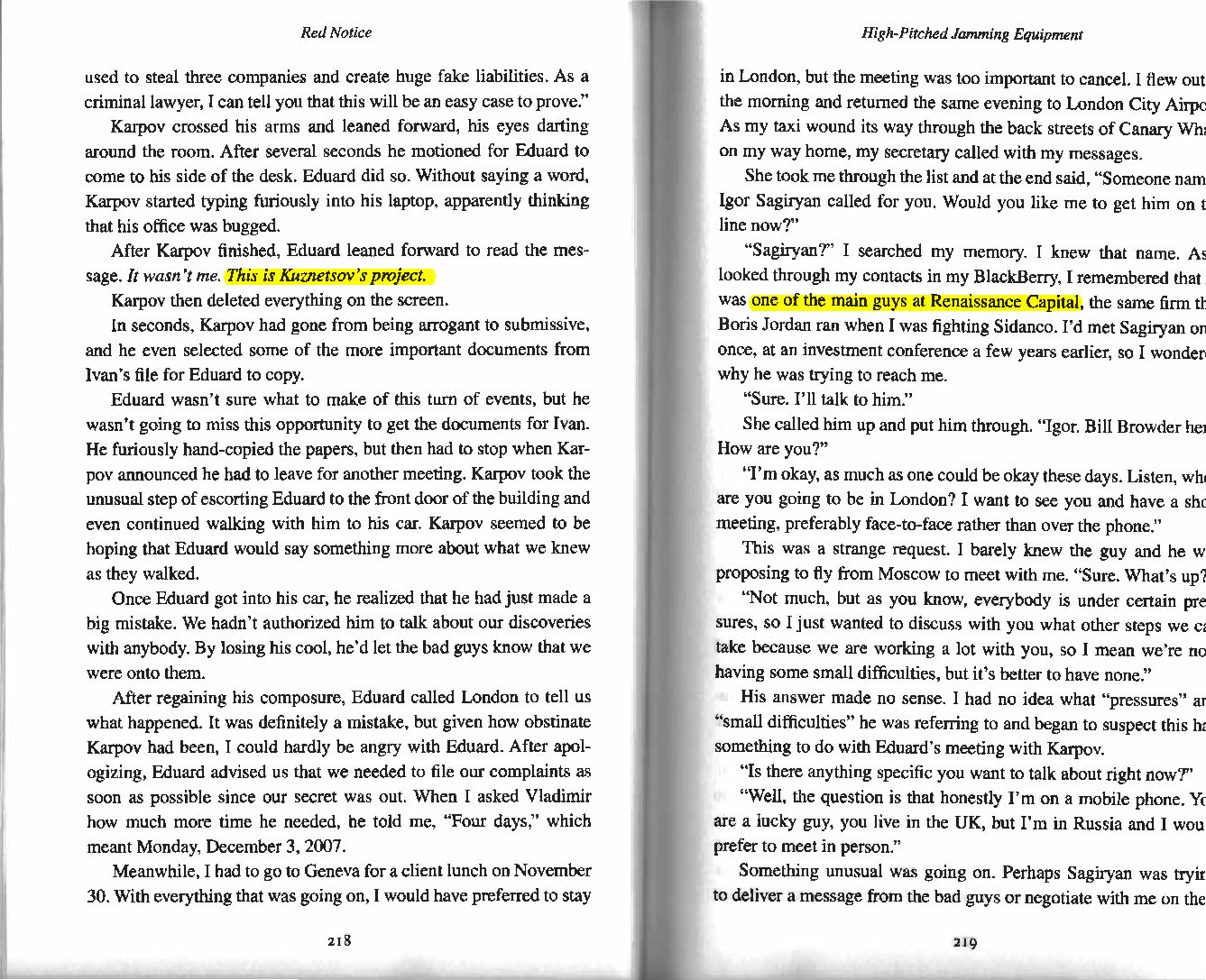 Red Notice- Browder on Renaissance of which he has fuzzy memory