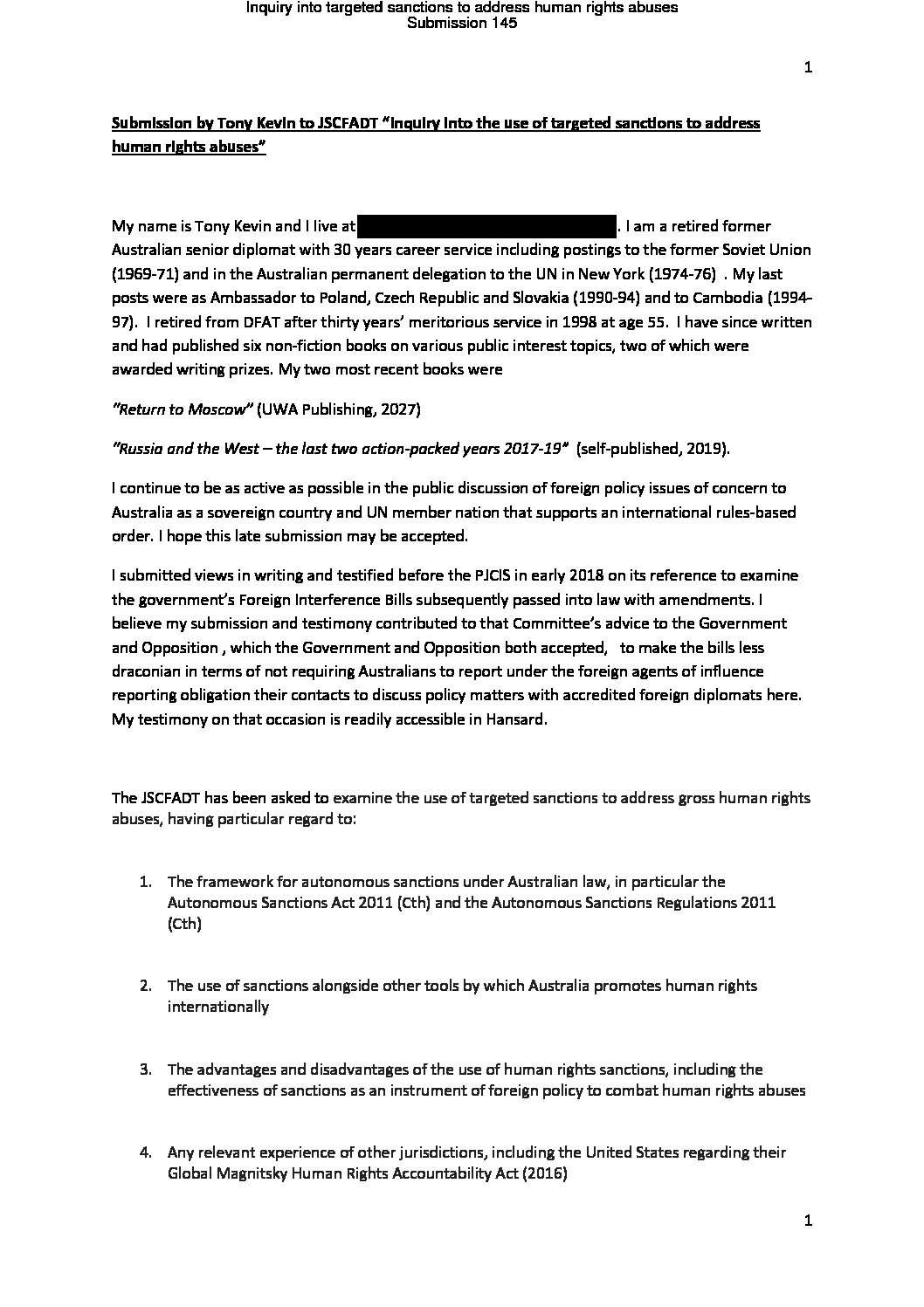 145 Sub – UPDATED – Tony Kevin_Redacted