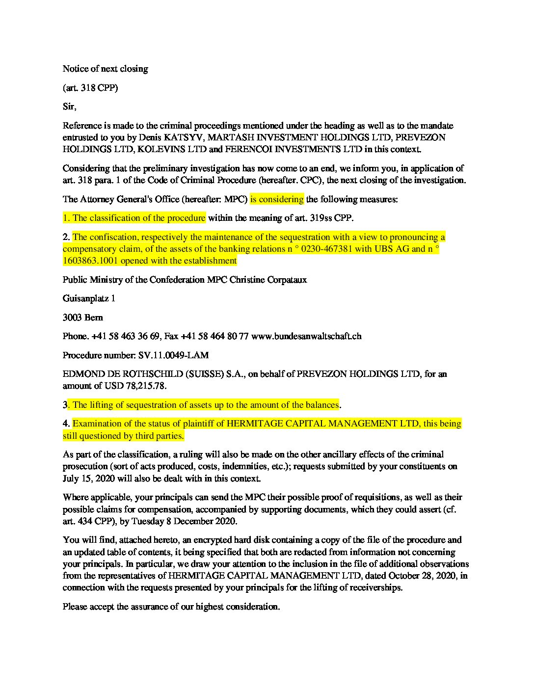 English translation Swiss ruling