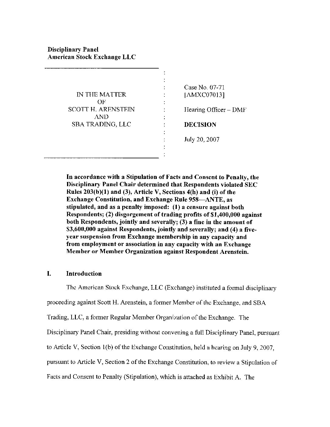 Arenstein AMEX Decision_072007