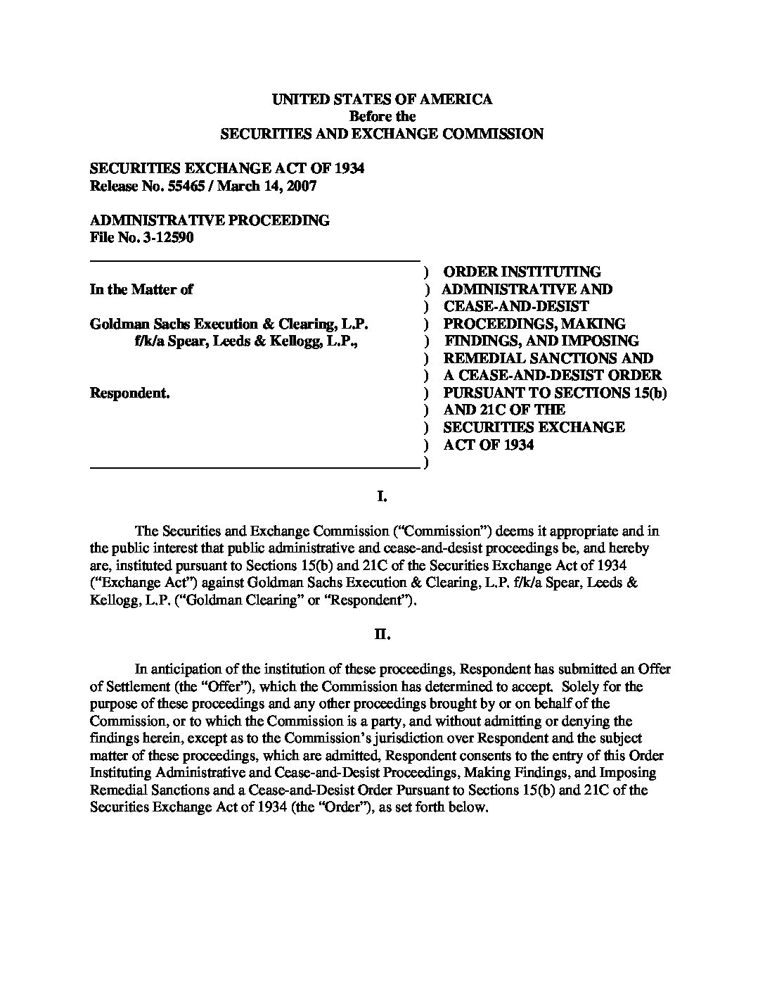 case against Goldman for facilitating clients NSS