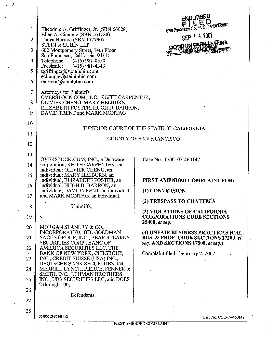 Overstock 2007 09 14 OSTK2 FIRST AMENDED COMPLAINT-1