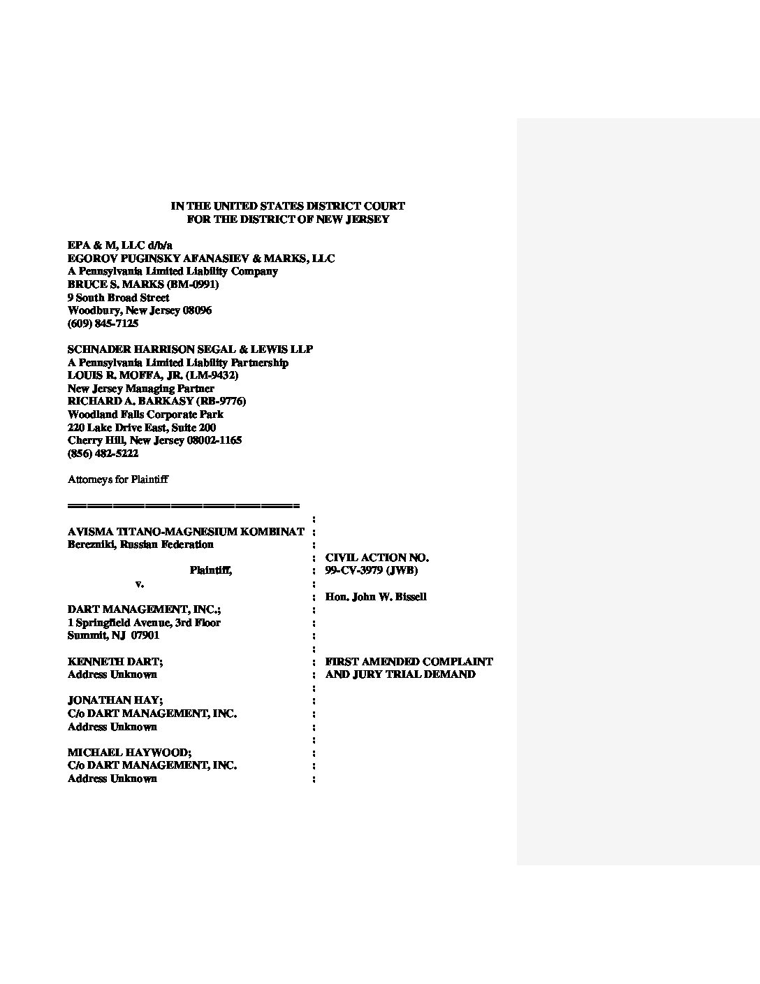 Avisma FirstAmendedComplaint