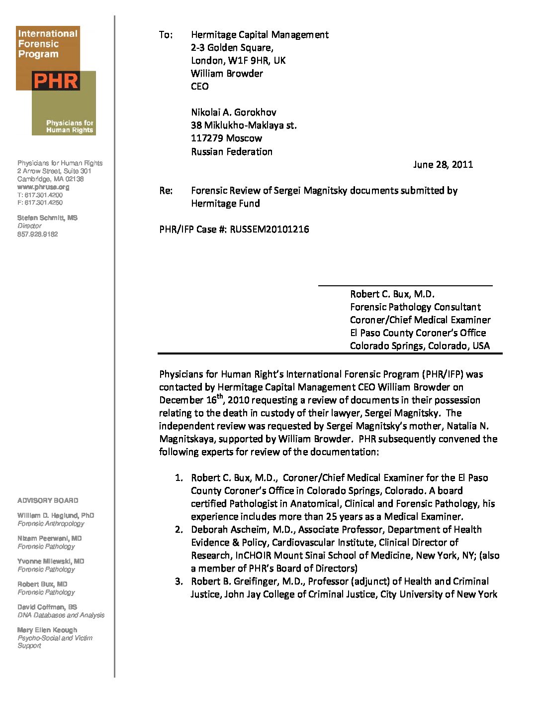 Physicians for Human Rights magnitsky-report-july2011