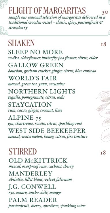 Drinks Menu
