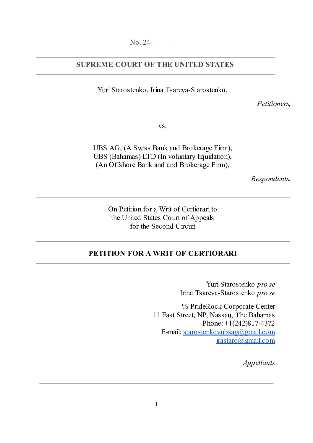 – UBS- 2024 – USSC – Petition for a Writ of Certiorari – 30 January 2024