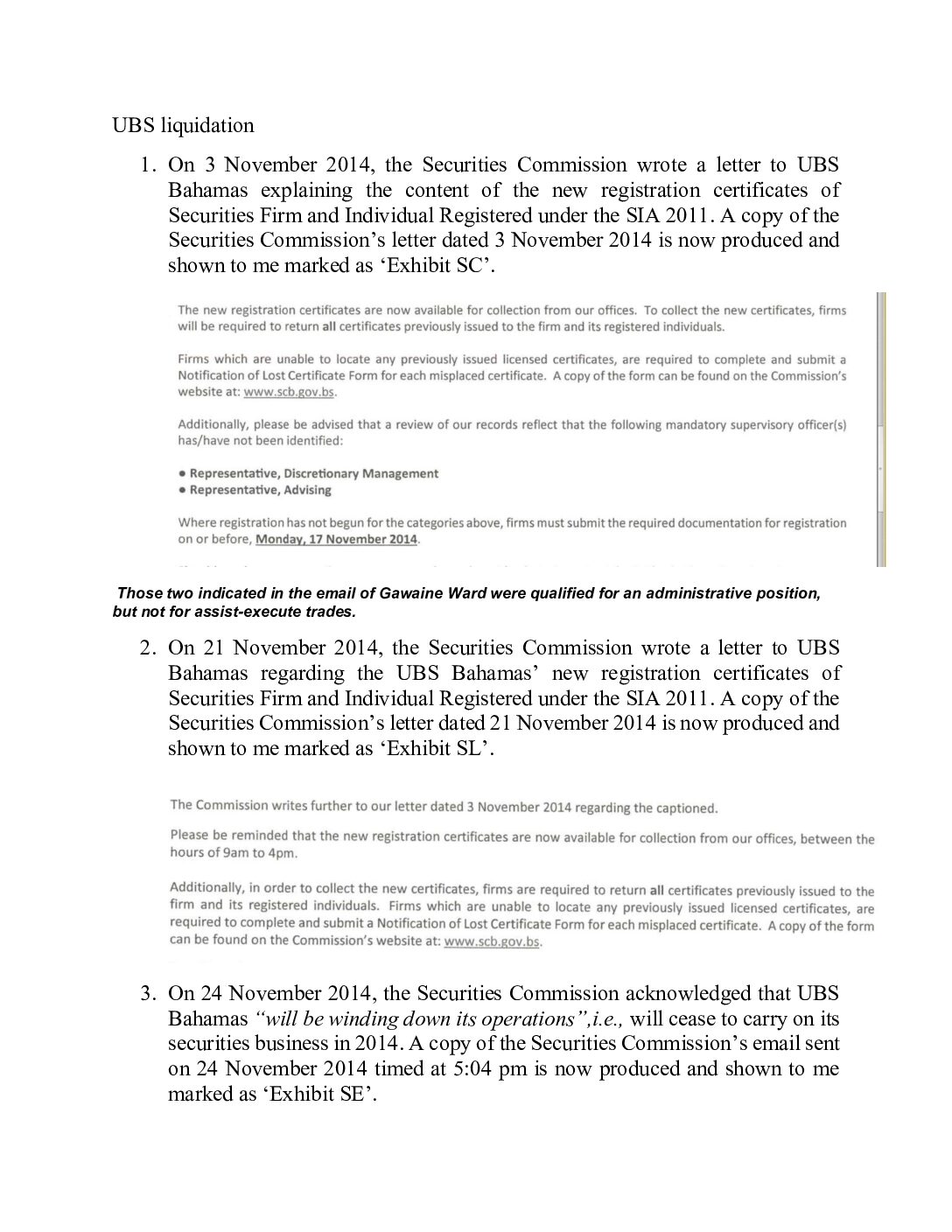 UBS liquidation