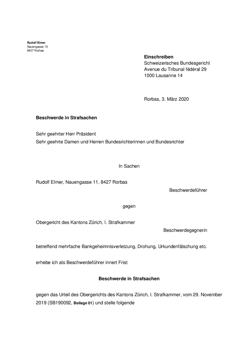 link 11 Complant Swiss Federal Court March 3, 2020