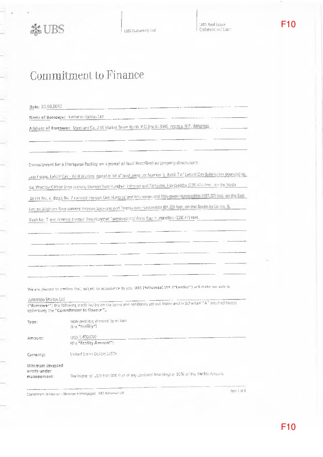 01451 – UBS Commitment to Finance dated 2012-08-23