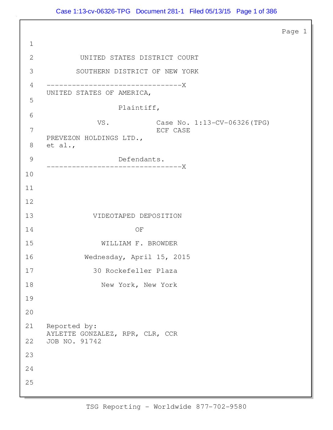 Browder Deposition 2015