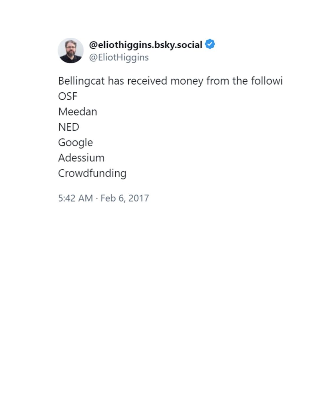Higgins admits he gets money from the US