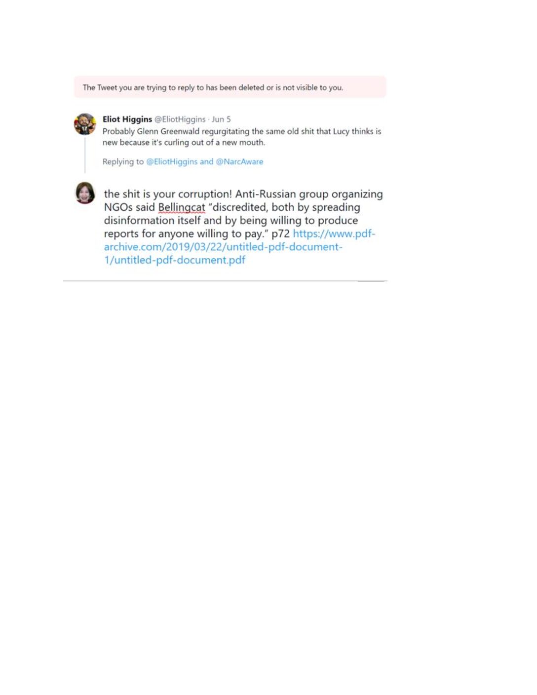 Higgins attack Lucy Komisar in a tweet.