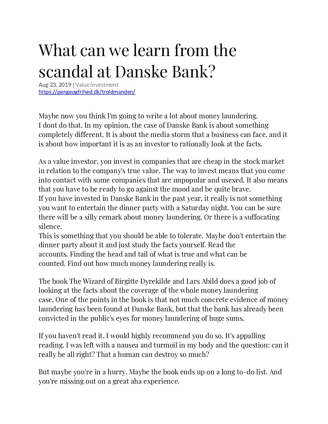 What can we learn from the scandal at Danske Bank