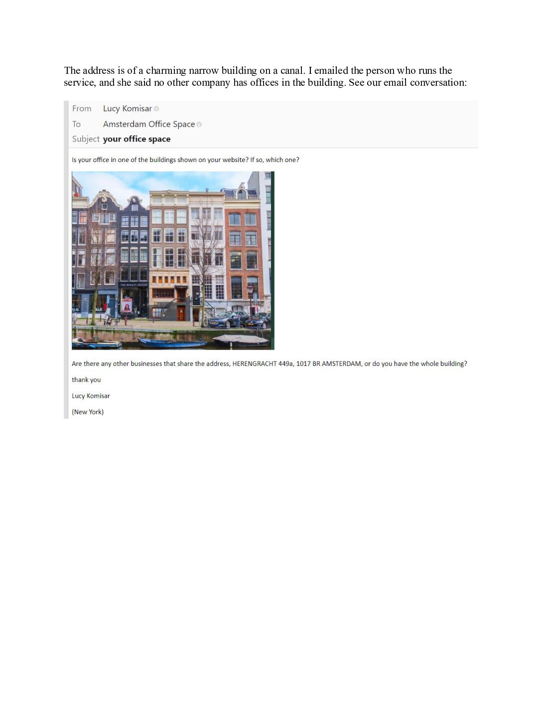 email conversation with person who runs the Amsterdam phone & mail drop