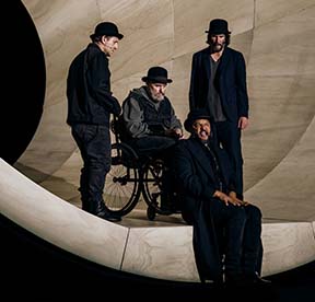 Alex Winder as Didi, Michael Patrick Thornton as Lucky, Brandon J. Dierden as Pozzo, Keanu Reeves as Gogo, photo Andy Hendereson